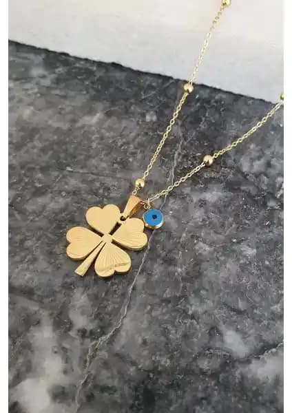 E-Life Gold Top Zincir Küçük Yonca Kolye: Şıklık ve Doğallığın Zarif Simgesi