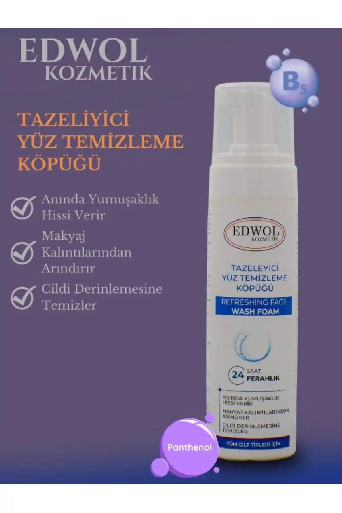 EDWOL Tazeleyici Nemlendirici Yüz Yıkama Köpüğü: Ferahlatıcı ve Hassas Ciltlere Uygun Temizlik Ürünü