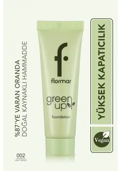 Flormar Green Up Vegan Fondöten Doğal Görünüm ve Nemlendirme Sağlayan Çevre Dostu Seçenek