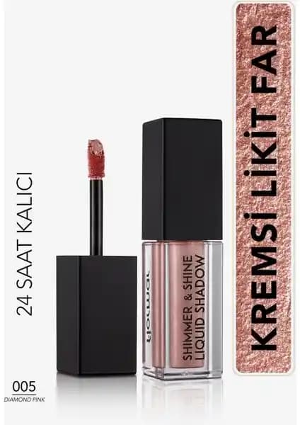Flormar Shimmer & Shine Likit Metalik Göz Farı 005 Diamond Pink Yüksek Pigmentasyon ve Uzun Süre Dayanıklılık