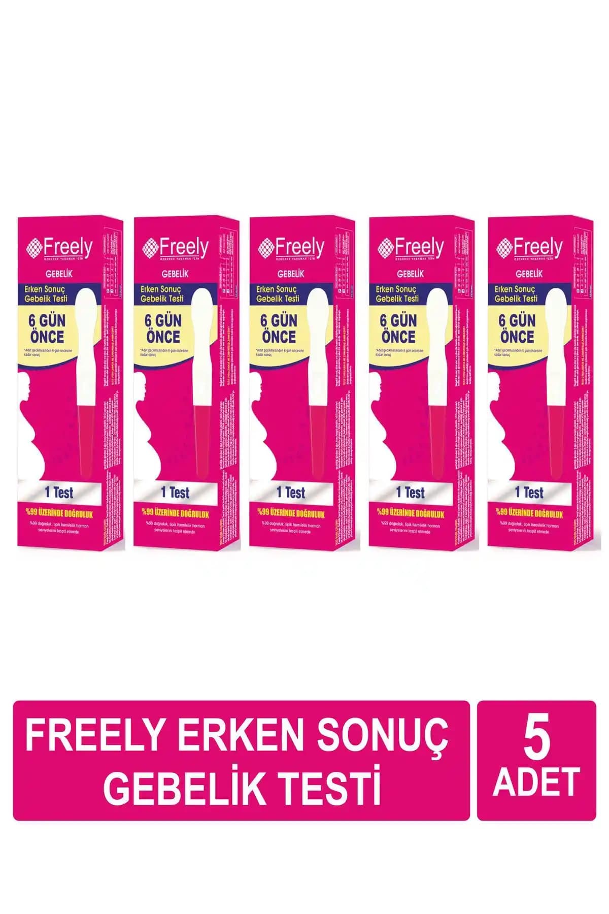 Freely Erken Gebelik Testi 5 Adet Güvenilir ve Pratik Gebelik Testi Çözümünüz