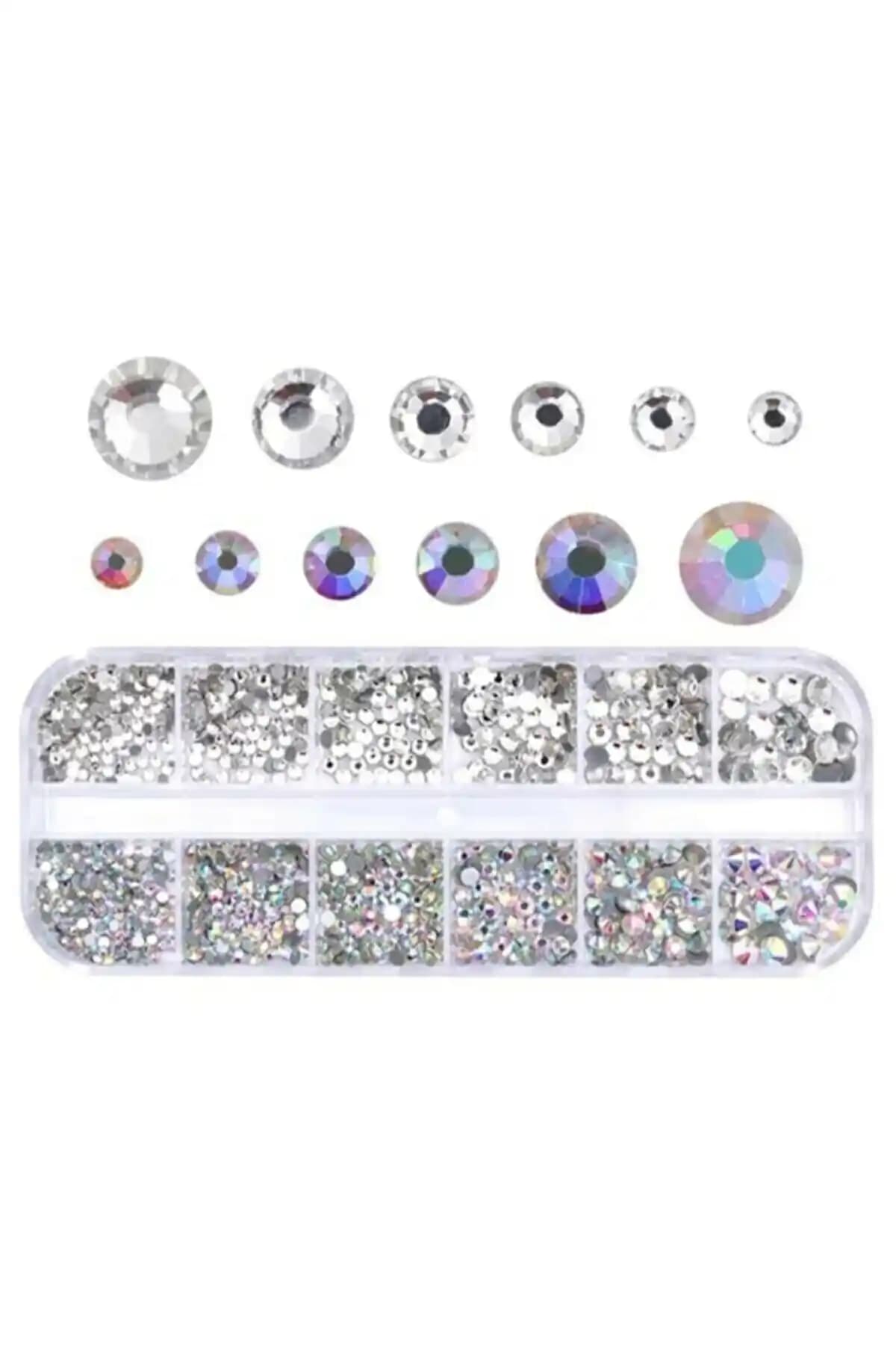 Genel Markalar Tırnak Süsleme Taşı Seti 12'li Beyaz Taşlar ile Şık Tırnak Dekorasyonu
