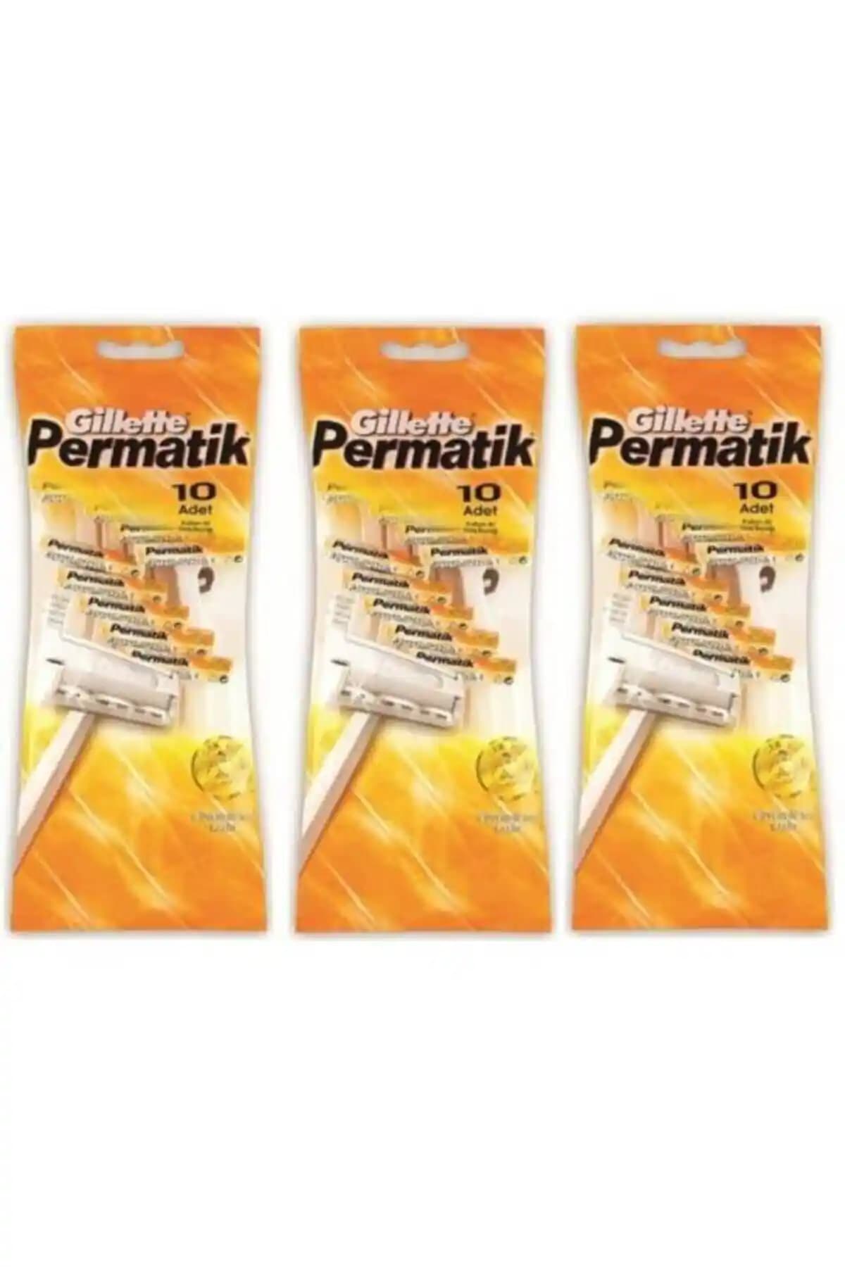 Gillette Permatik 10'lu Poşet X 3 Adet Pratik ve Güvenilir Tıraş Çözümü