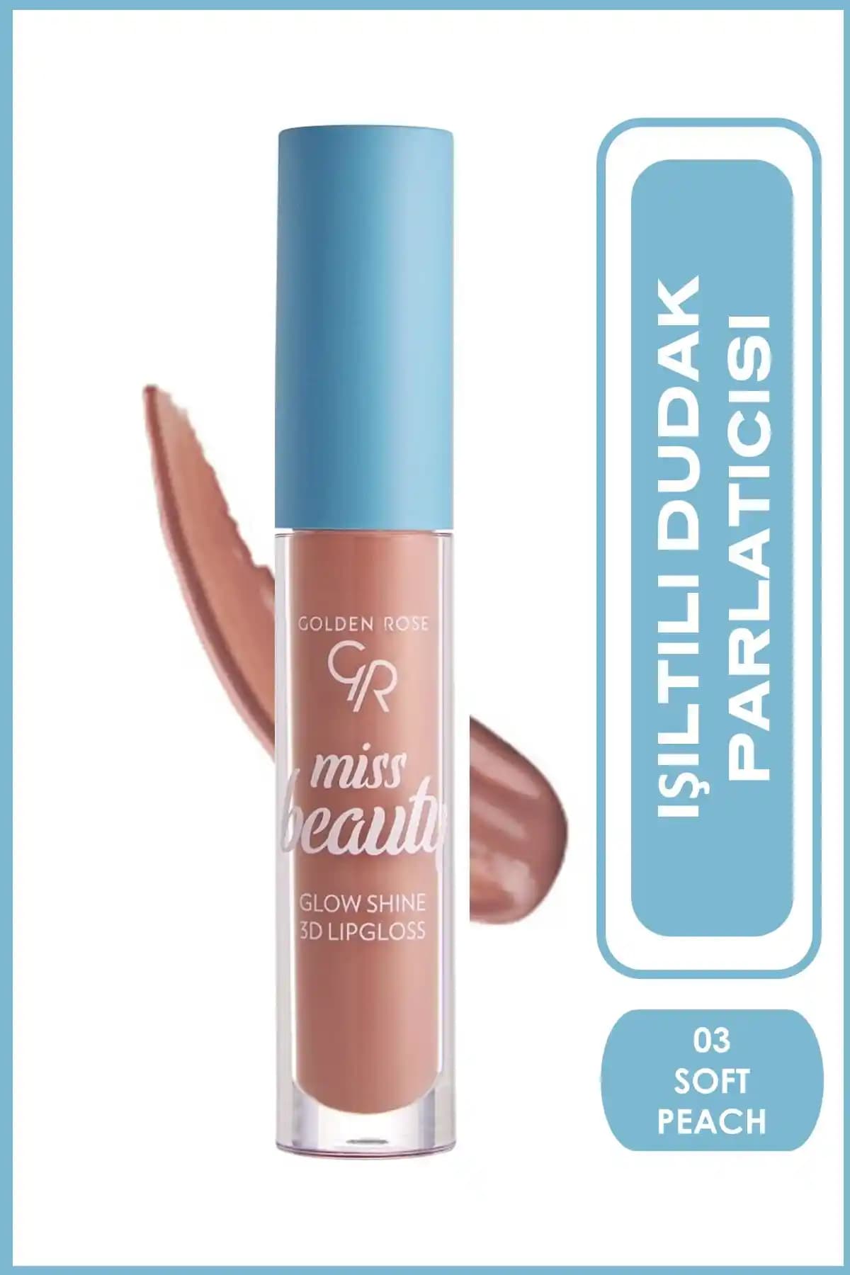 Golden Rose Miss Beauty Glow Shine 3D Lipgloss 03 Soft Peach Dudak Parlatıcısı