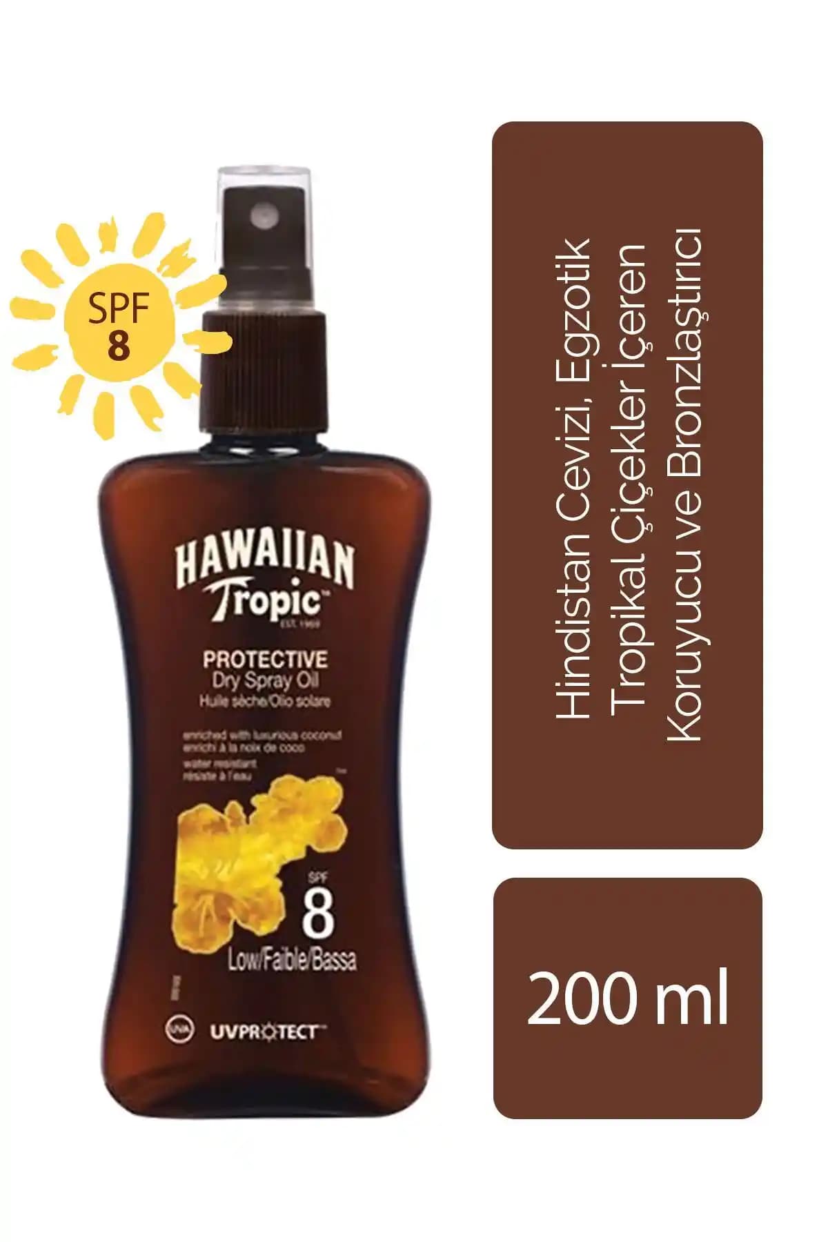 Hawaiian Tropic Tropikal Kuru Yağ Spreyi Güneş Koruma ve Bronzlaştırma Özelliği