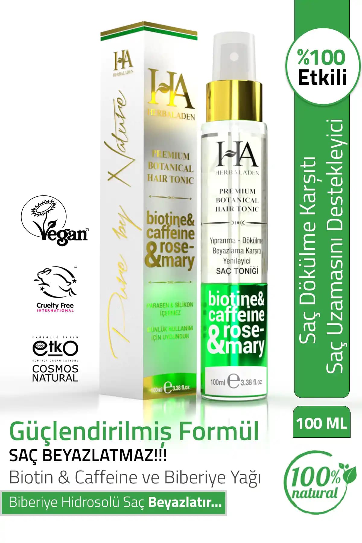 Herbaladen Biberiye Suyu ve Biotin İçeren Doğal Saç Bakım Toniği Ürün Özellikleri ve Faydaları