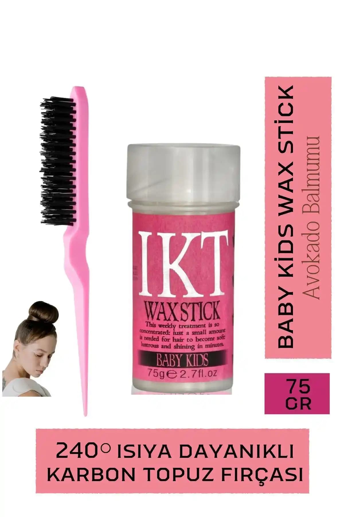 İKT Profesyonel Baby Stick Wax ve Jilet Topuz Fırçası: Doğal ve Kalıcı Saç Şekillendirme Ürünü
