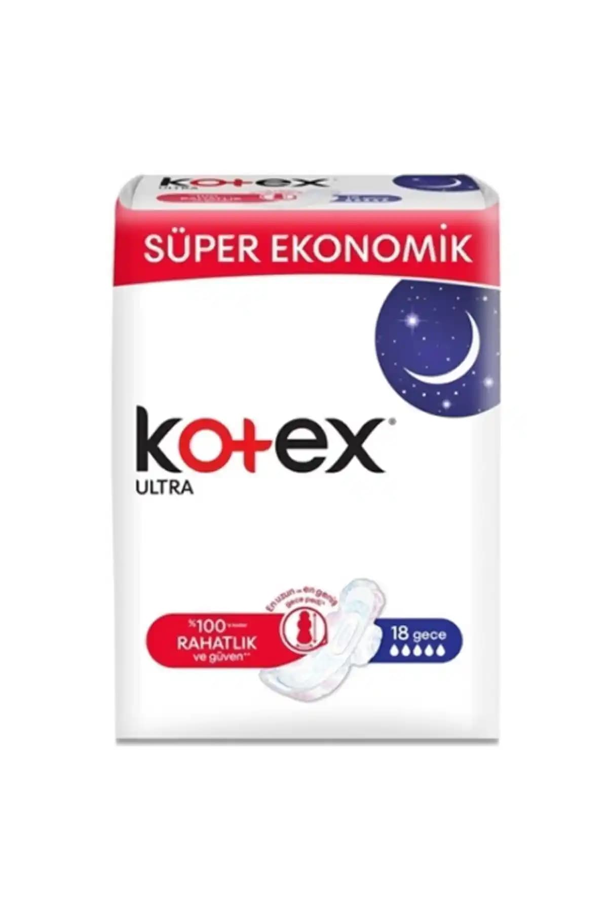 Kotex Ultra Gece Ped 16'lı Yüksek Emicilik ve Güvenlik Sağlayan Hijyen Ürünü