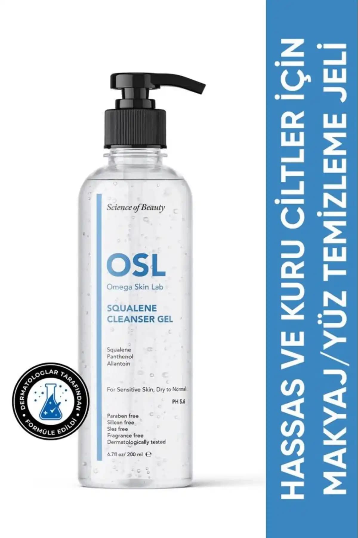 Kuru ve Hassas Ciltler İçin Nemlendirici ve Yatıştırıcı Squalene Temizleme Jeli