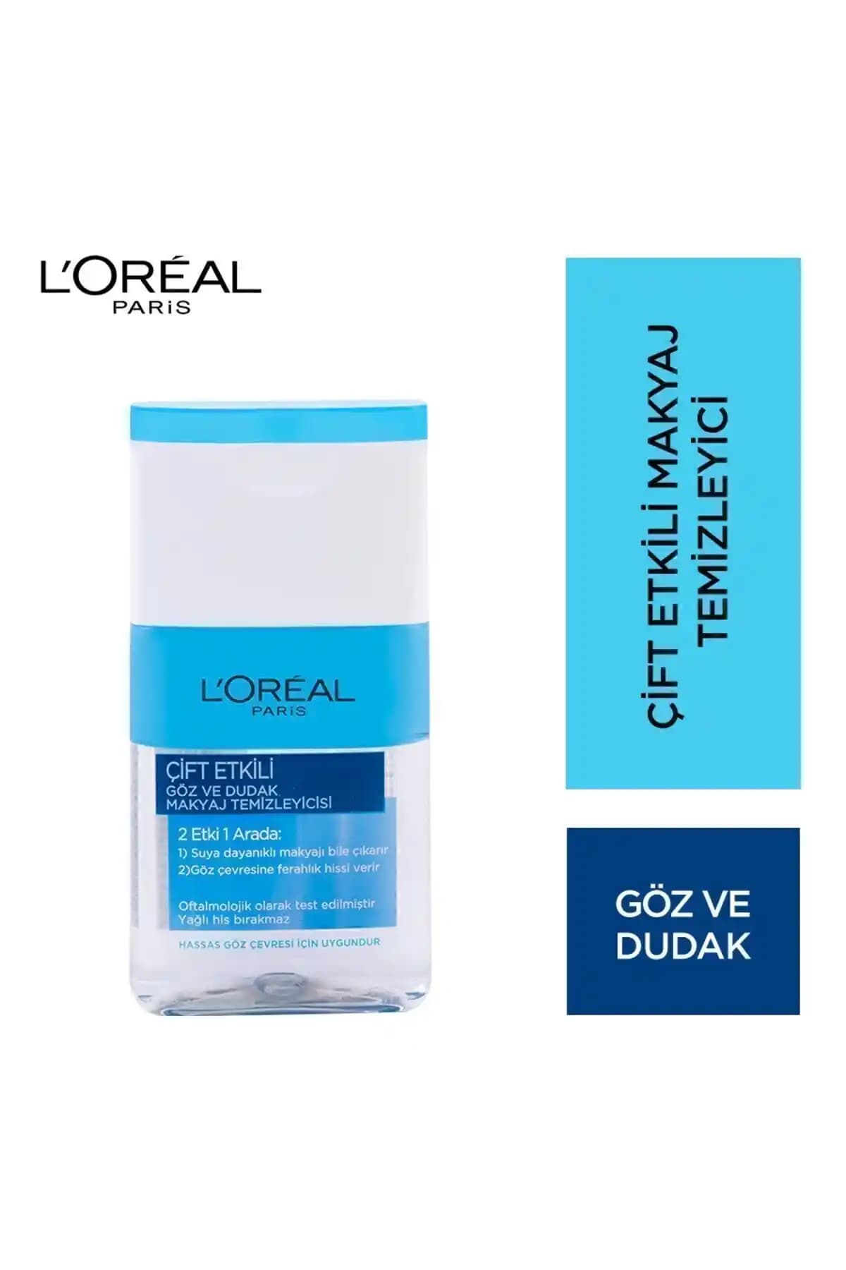 L'Oreal Paris Göz ve Dudak Makyaj Temizleme Losyonu Hassas Ciltler İçin Güvenli ve Etkili Çift Fazlı Temizleyici