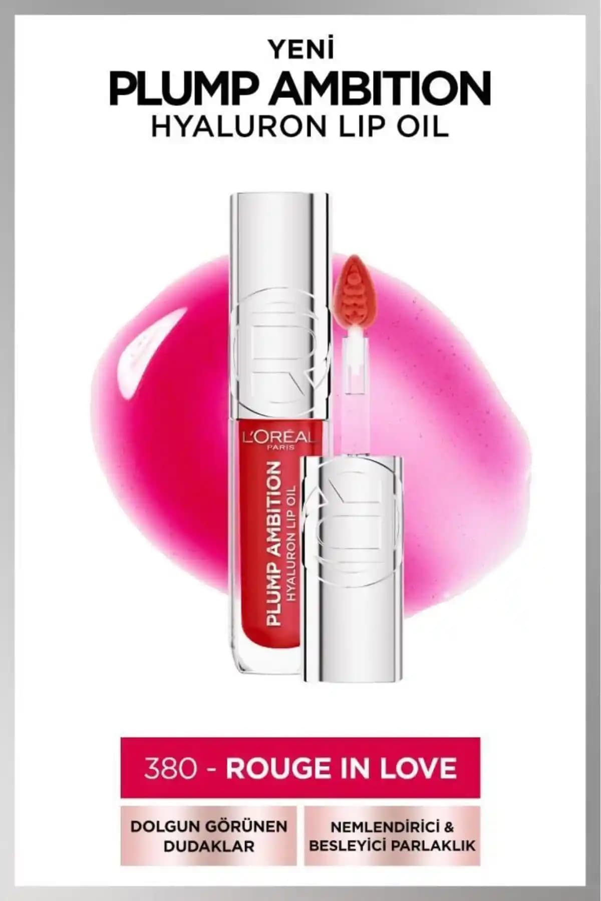L'Oreal Paris Plump Ambition Hyaluron Lip Oil Dudaklara Dolgunluk ve Parlaklık Sağlar