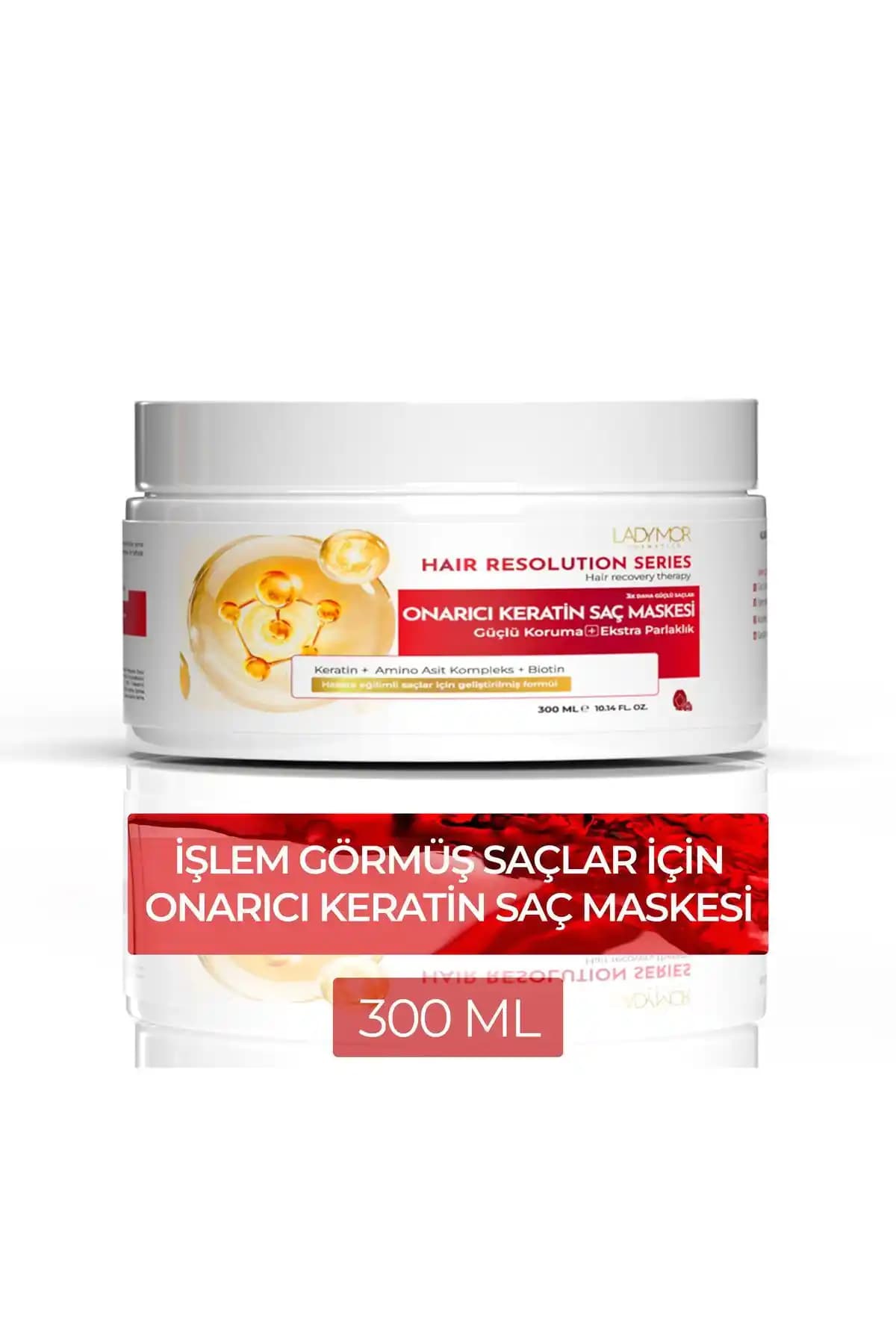 Ladymor Cosmetics Keratin ve Biotin İçeren Saç Maskesi Yıpranmış Saçlar İçin Güçlendirici Çözüm
