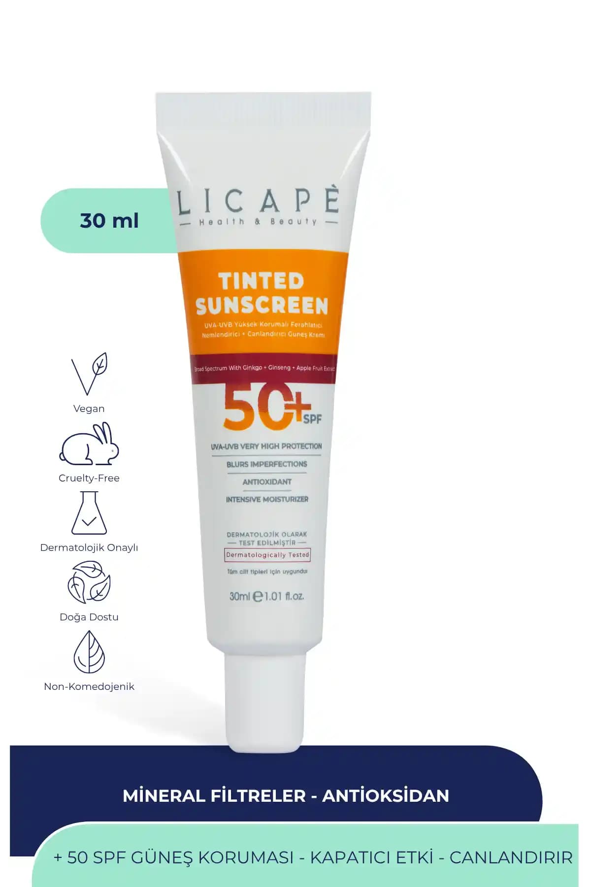 Licape Yüksek Koruma Tinted Güneş Kremi SPF 50+ ile Güçlü Koruma ve Kapatıcılık