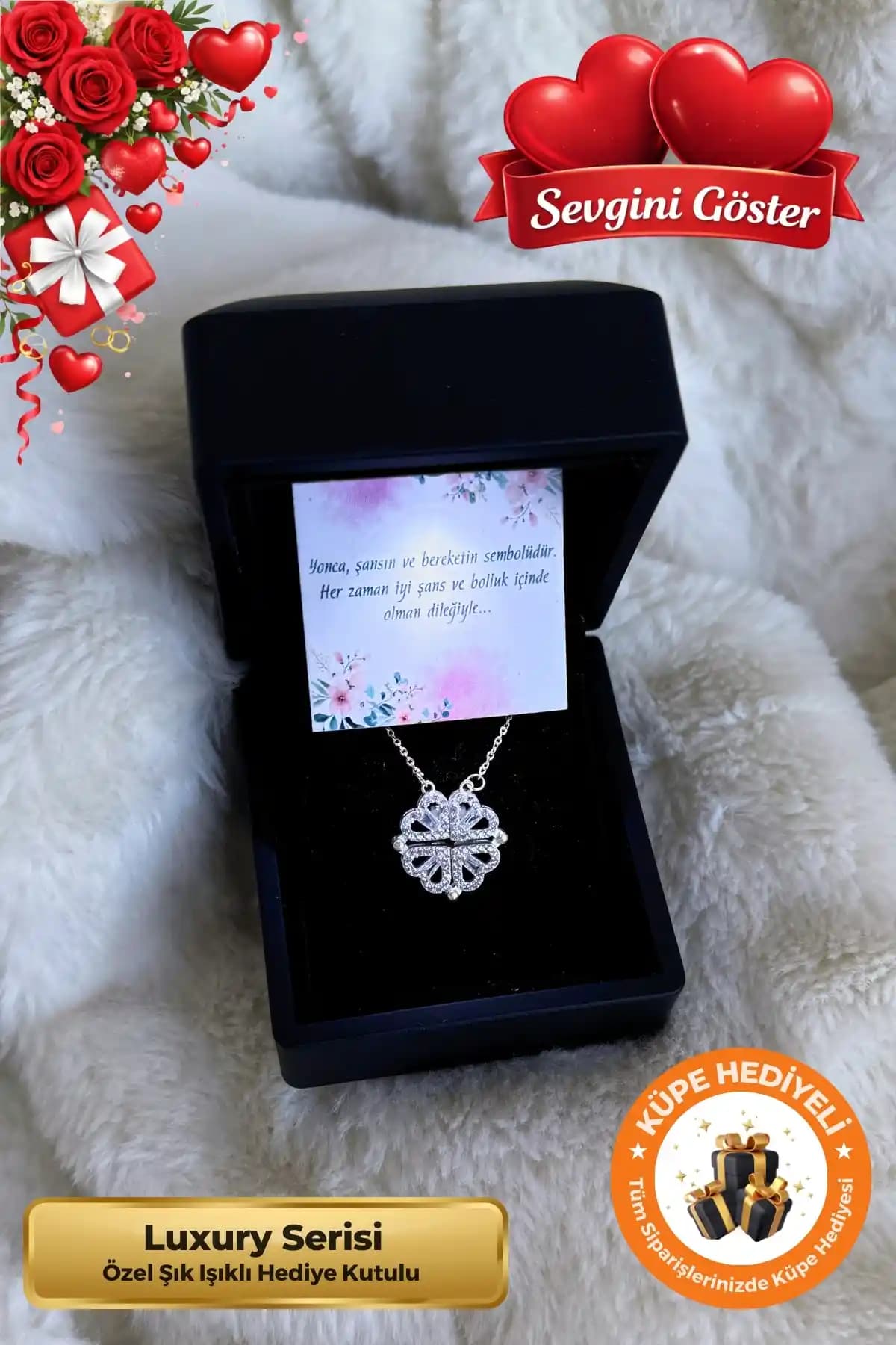 Lucente Jewellery Mıknatıslı Açılır Kapanır Aşk Kolyesi Şık ve Dayanıklı Gümüş Takı Seçeneği