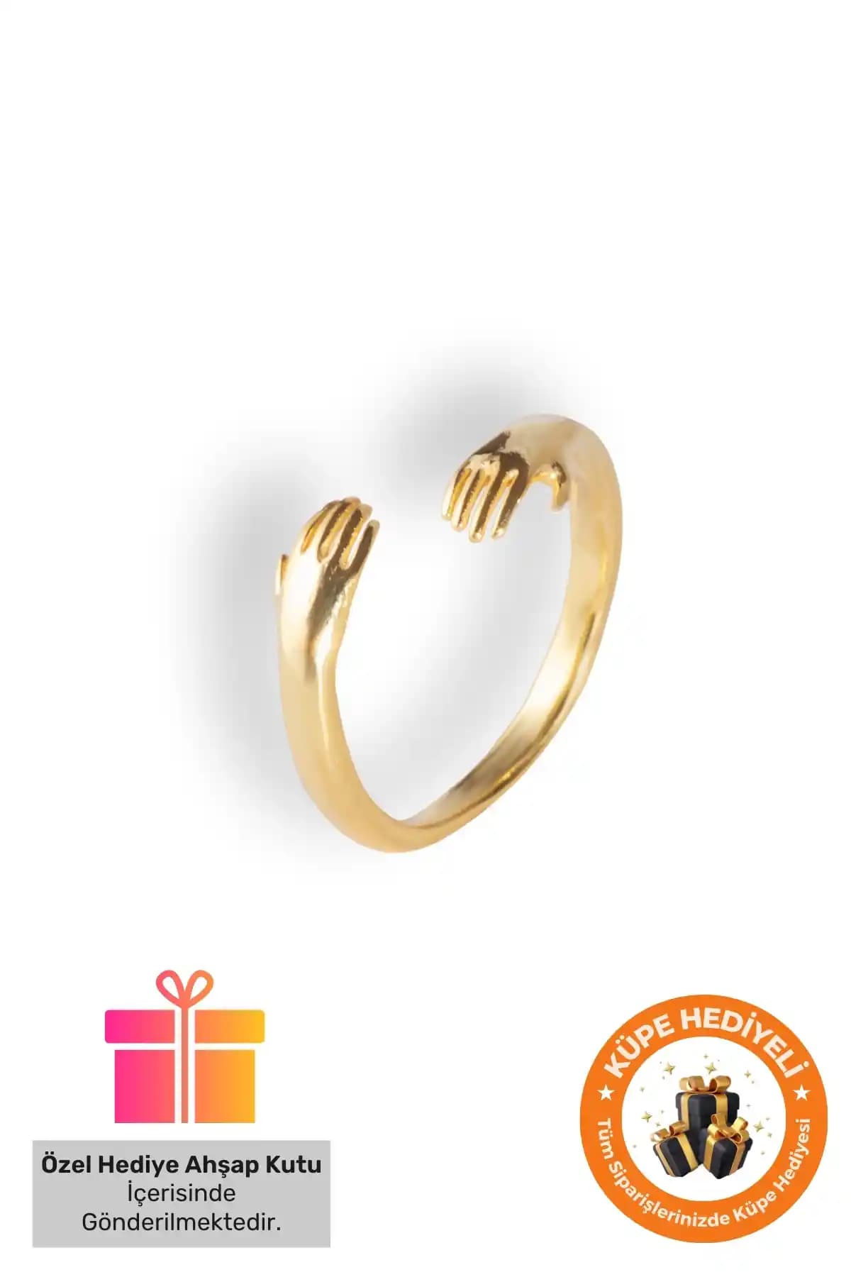 Lucente Jewellery Özel Hediye Kutulu 925 Ayar Gümüş ve Altın Kaplama Yüzük