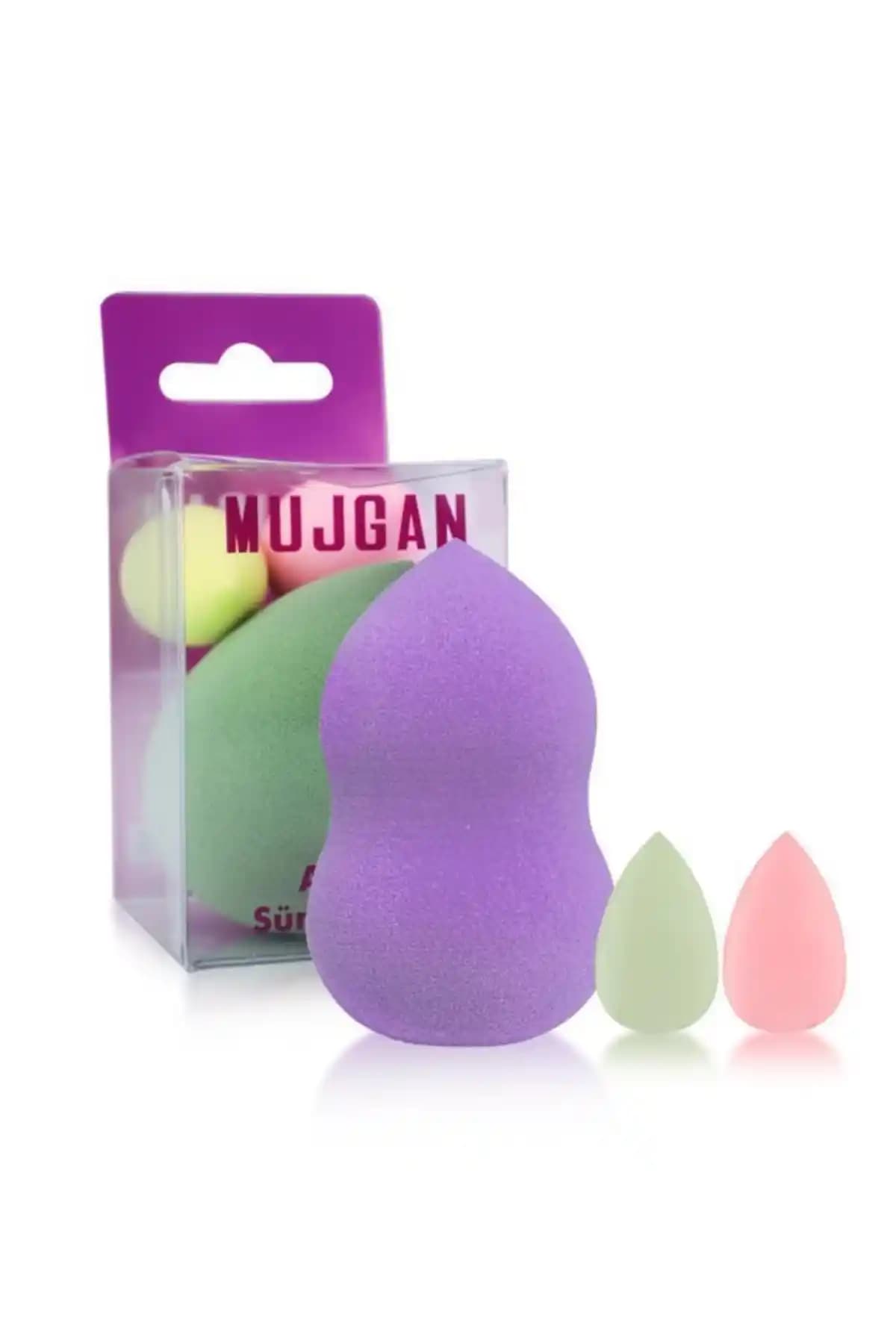 Makyajda Fark Yaratacak MUJGAN 3'lü Armut Sünger Seti Lila Renkli ve Çok Fonksiyonlu