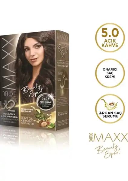 Maxx Deluxe BEAUTY EXPERT 5.0 Açık Kahve Set Boya ile doğal ve parlak saçlara ulaşın