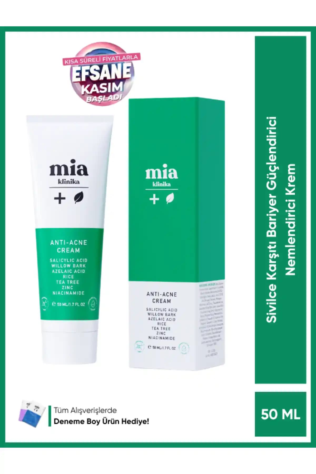 Mia Klinika Akne ve Yağlı Ciltler İçin Bariyer Güçlendirici Nemlendirici Krem 50ml