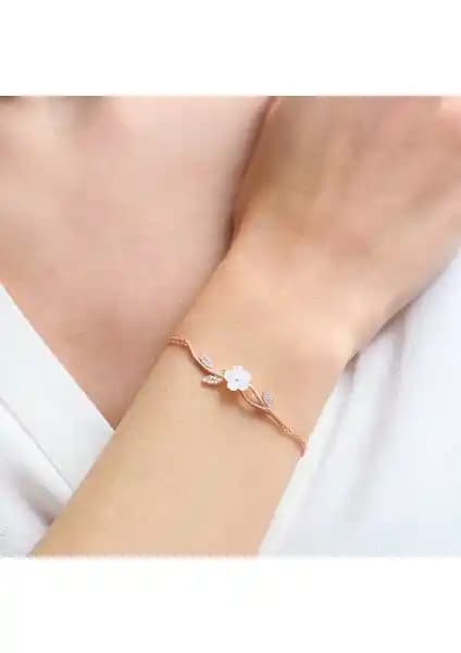 Mia Vento Manolya Çiçeği Tutkusu Rose Renk Gümüş Bileklik: Zarif ve İşçilikli Kadın Takısı