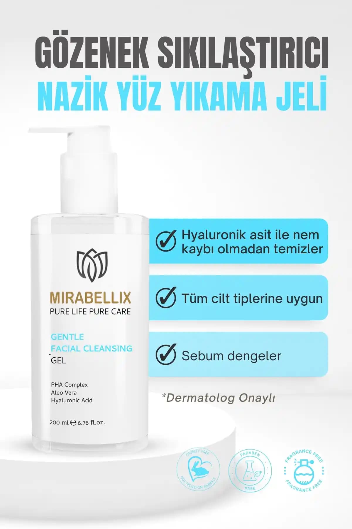 Mirabellix Nazik ve Nemlendirici Yüz Temizleme Jeli: Hassas ve Kuru Ciltler İçin Etkili Bakım