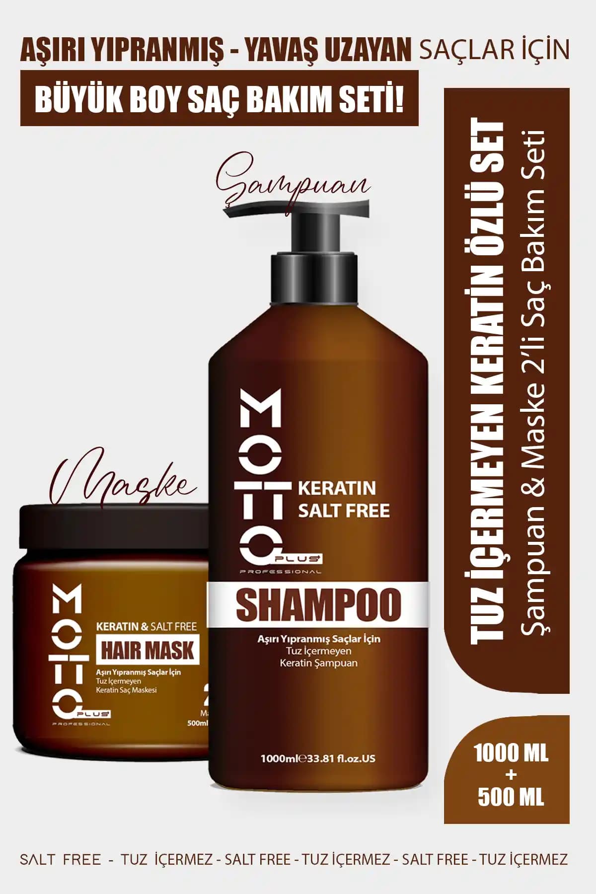 Motto Plus Tuzsuz Şampuan ve Keratin Maskesi: Saç Sağlığını Koruyan Güvenli Çözüm
