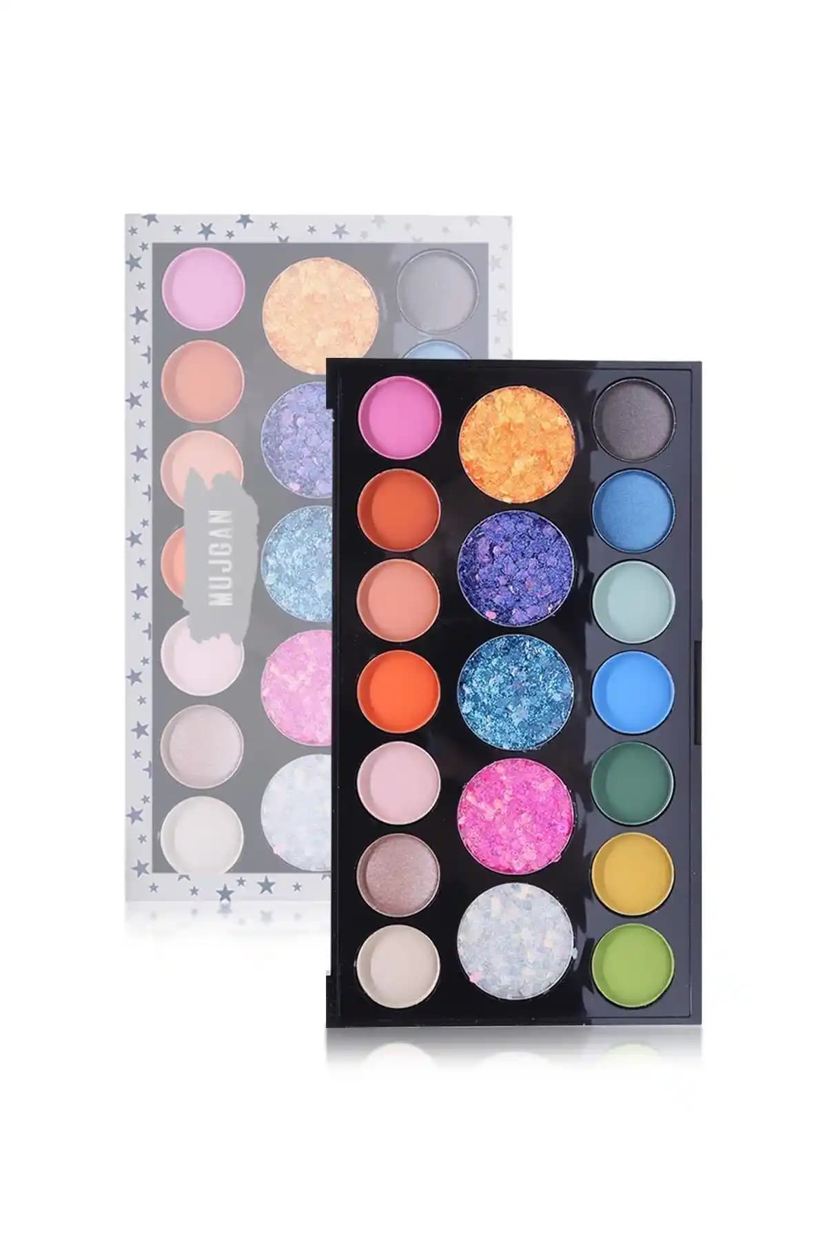 MUJGAN Music Festival 19'lu Glitter ve Mat Far Paleti No:2 ile Çeşitli Makyaj Seçenekleri