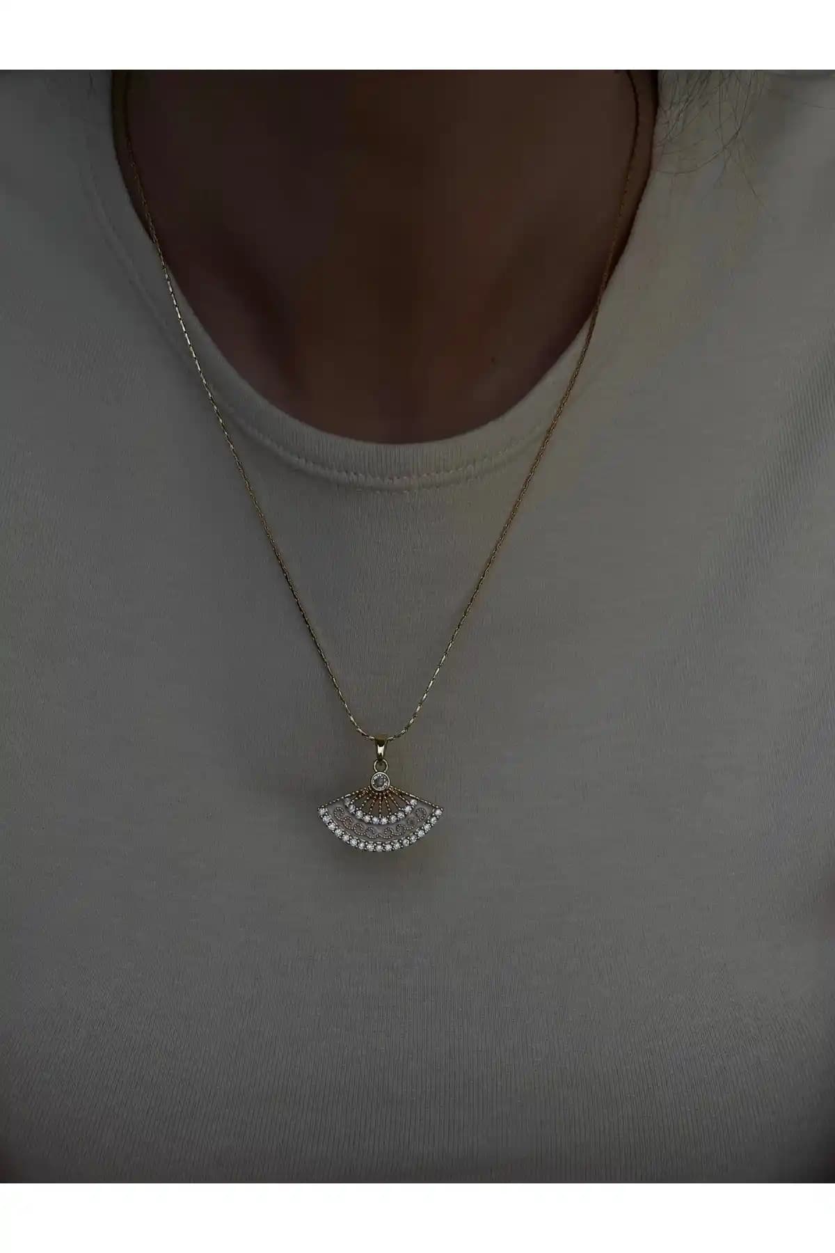 Mysteriajewelry Altın Zincir Taş ve İşleme Detaylı Yelpaze Kolye Ürün Tanıtımı ve Özellikleri