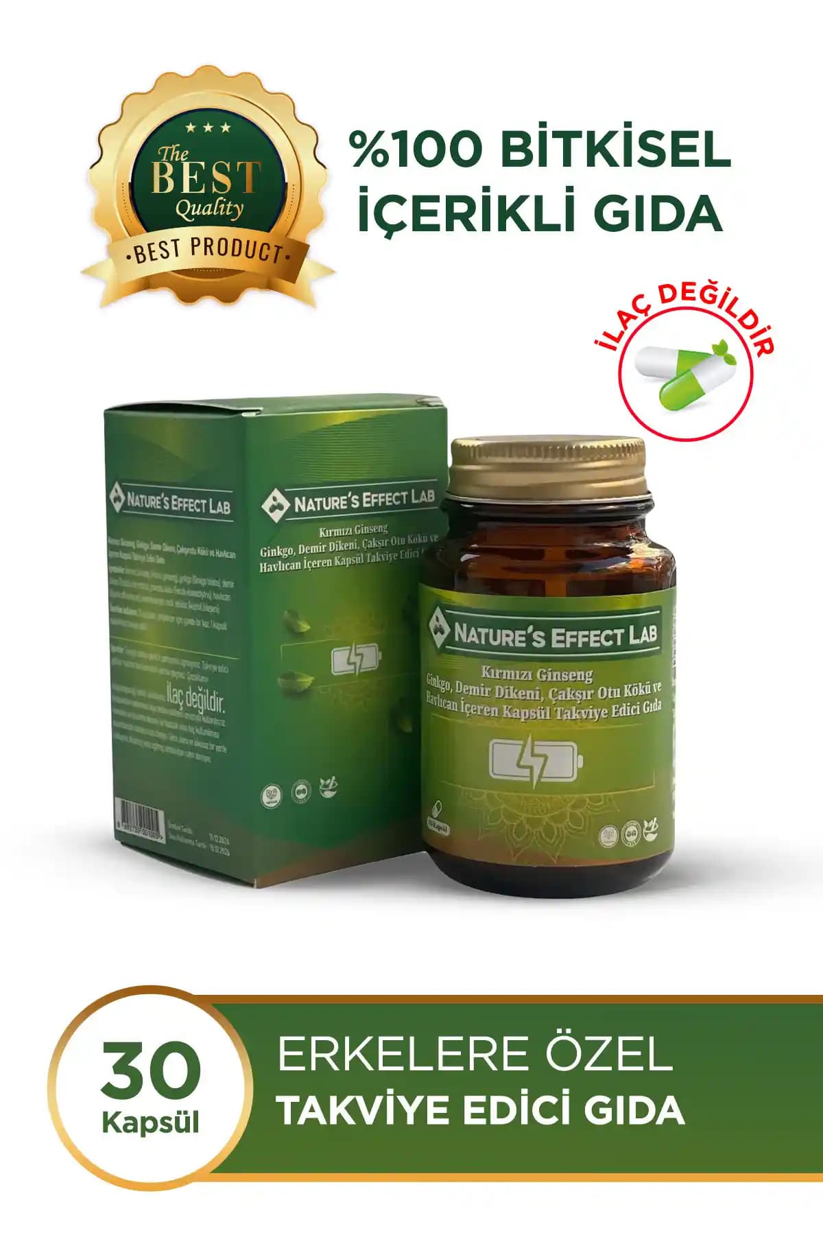 Natures Effect Lab Power Kuvvet Güç Enerji Takviyesi Erkekler İçin Doğal Performans Artırıcı