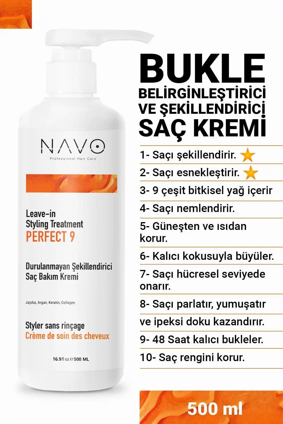 Navo Perfect Shape 9 Bukle Belirginleştirici Durulanmayan Saç Kremi - Sağlıklı ve Belirgin Bukleler İçin