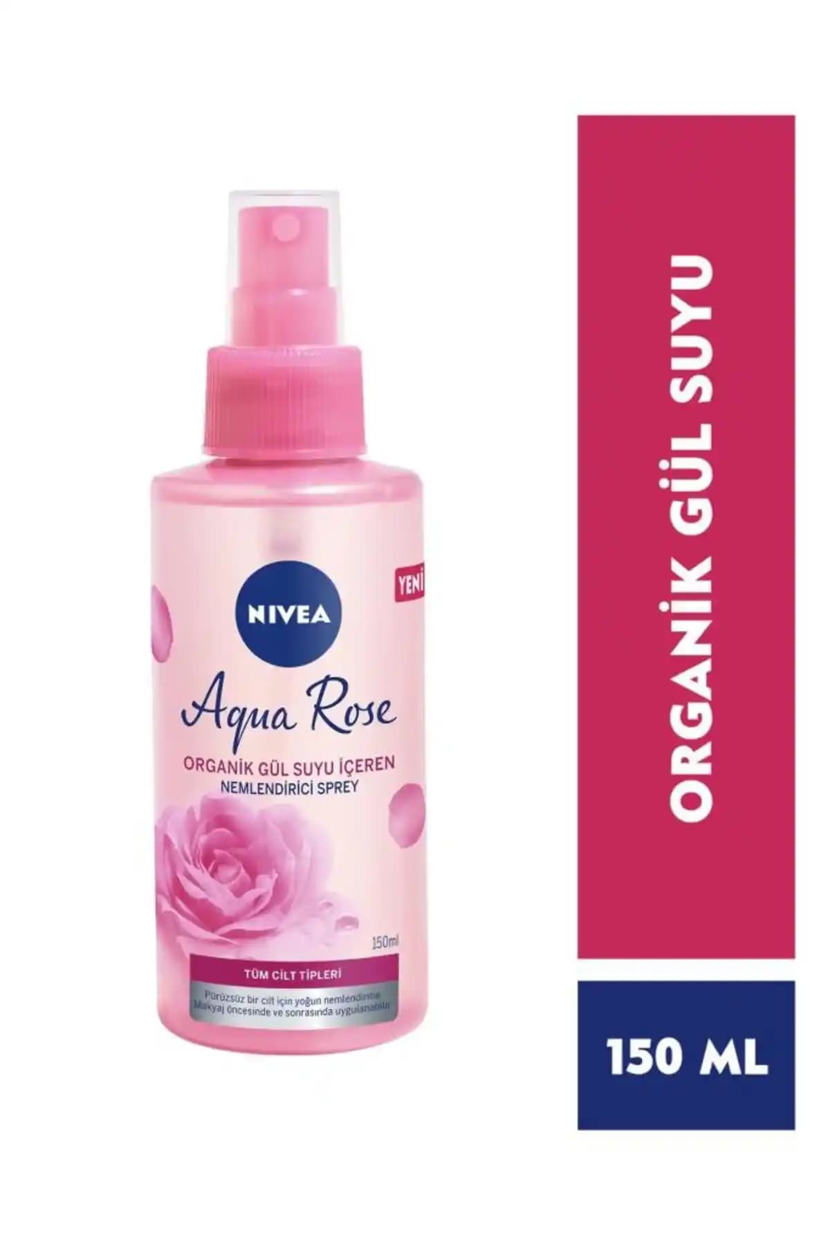 NIVEA Aqua Rose Organik Gül Suyu Nemlendirici Yüz Spreyi Doğal ve Çok Yönlü Cilt Bakım Ürünü