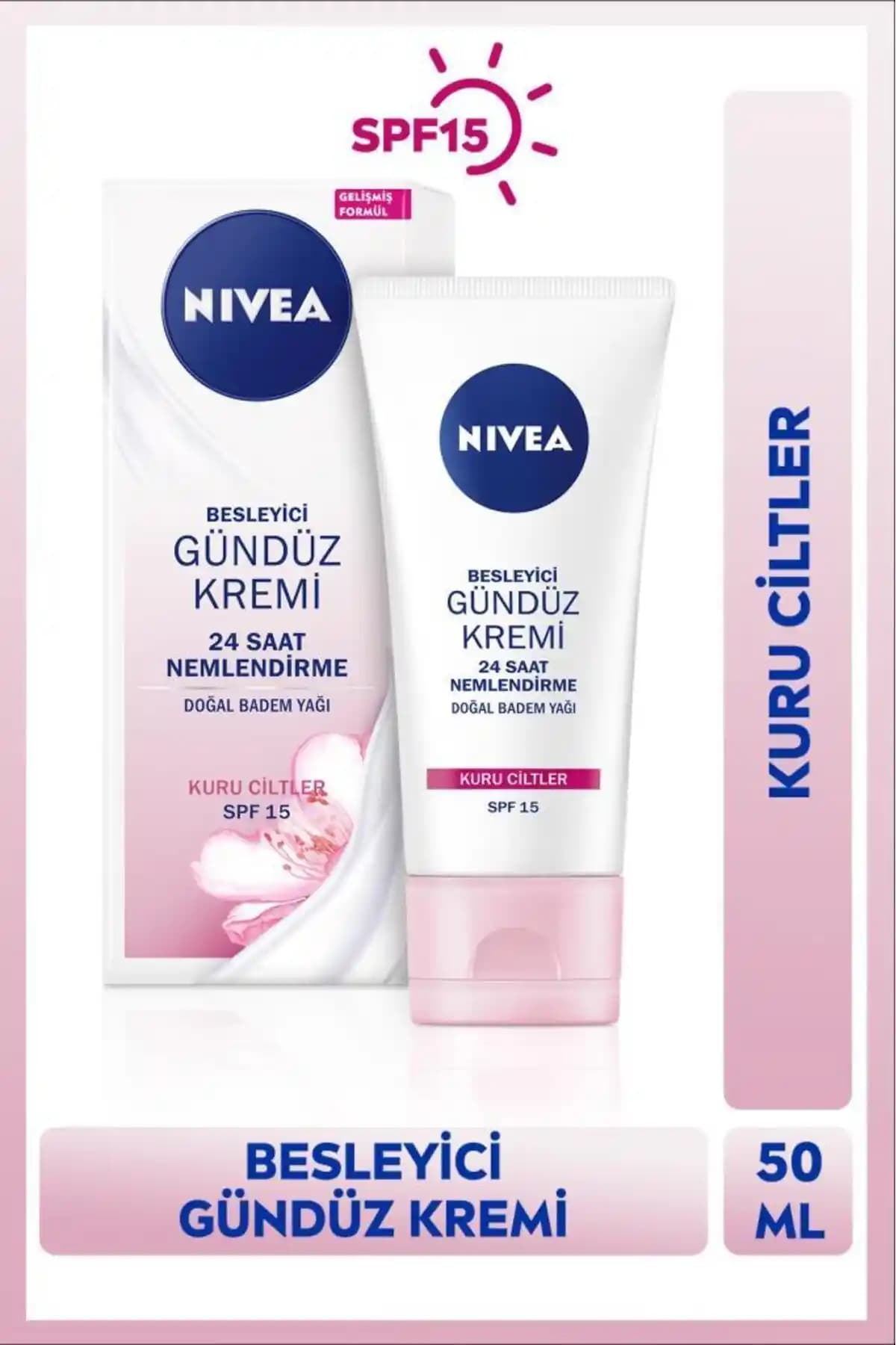 NIVEA SPF15 Besleyici Gündüz Yüz Bakım Kremi Kuru ve Hassas Ciltler İçin Güçlü Koruma ve Nemlendirme