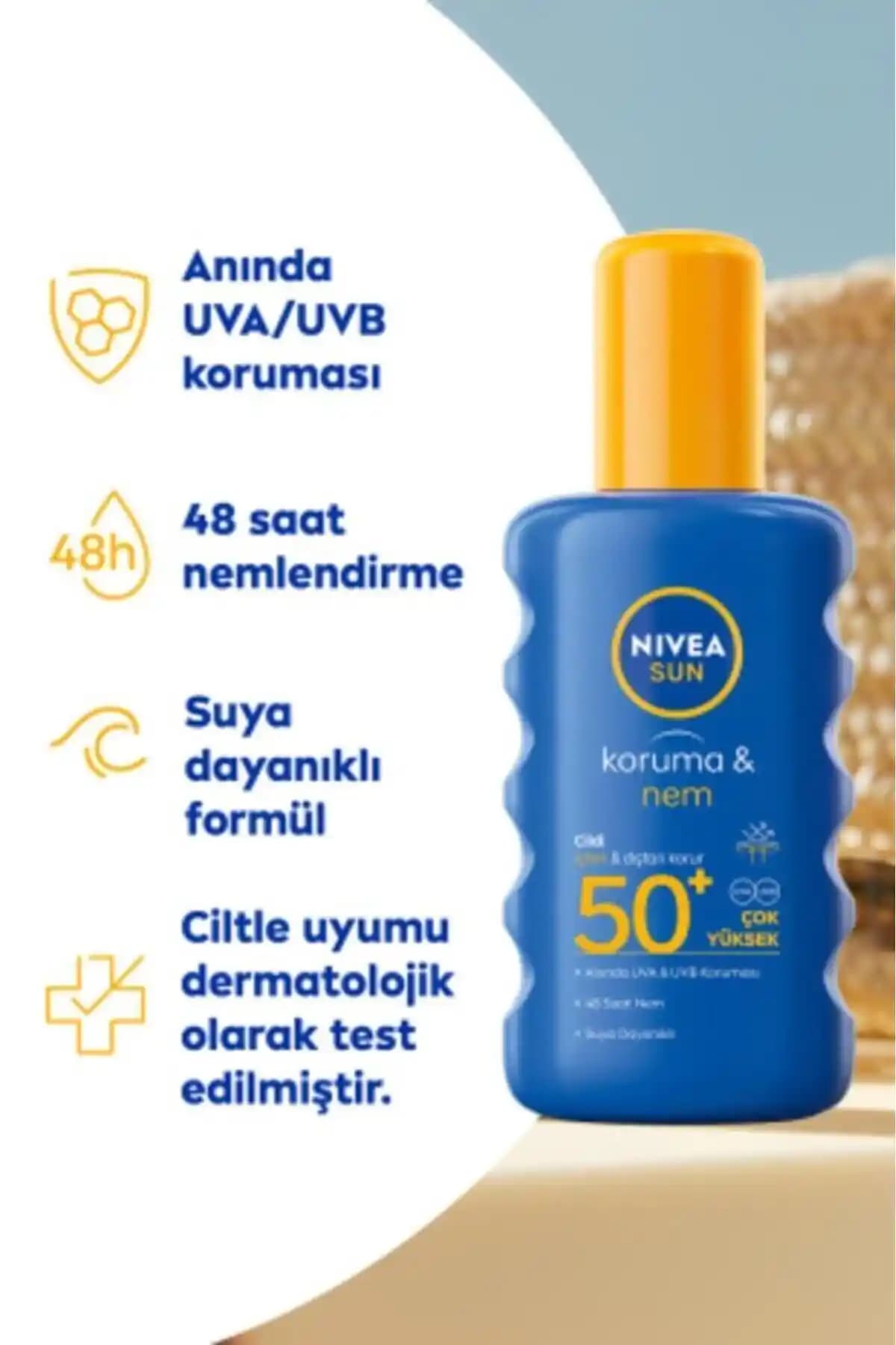 NIVEA SUN SPF50+ Yüksek Koruma ve Nemlendirme Sağlayan Güneş Spreyi Ürün Özellikleri