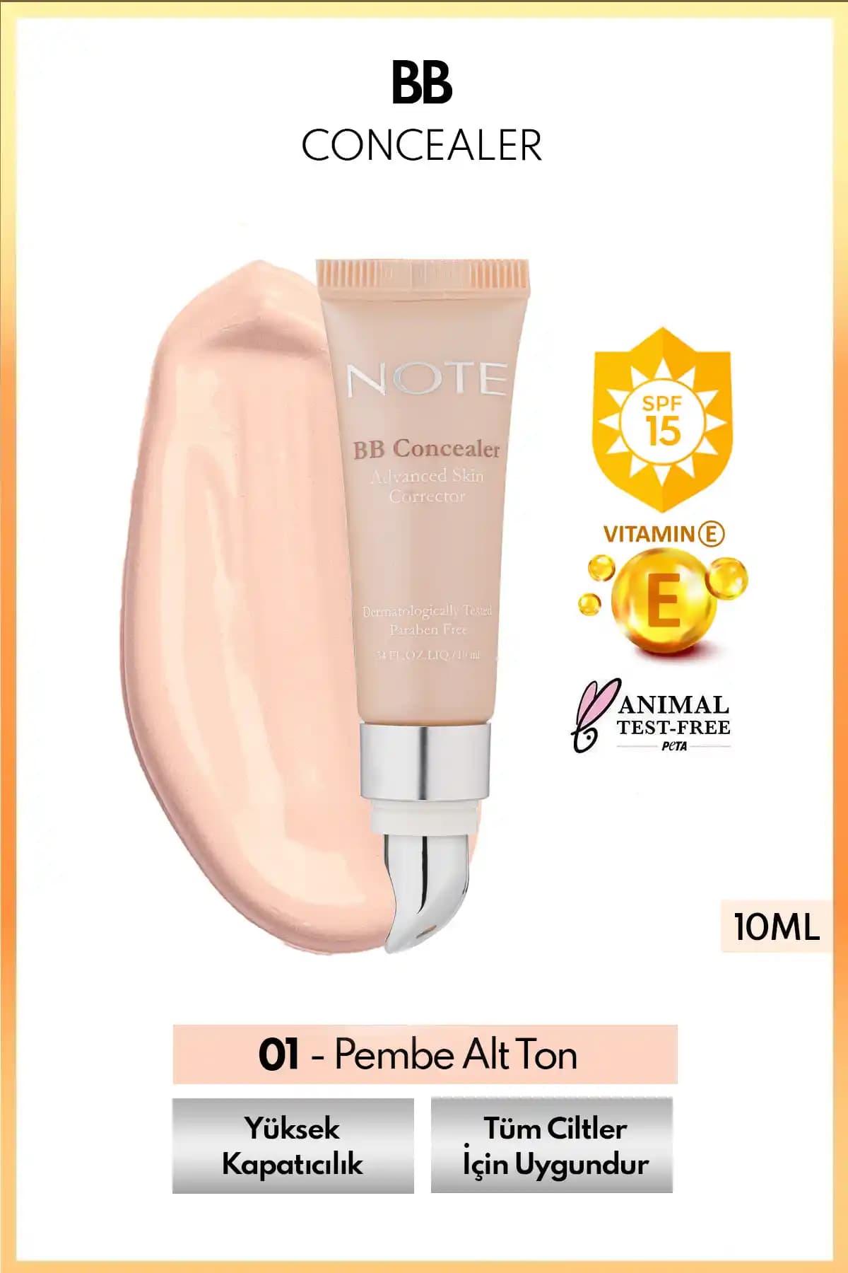 Note Cosmetics BB Concealer SPF 15 ile doğal ve yüksek kapatıcılık sağlayan göz altı kapatıcısı