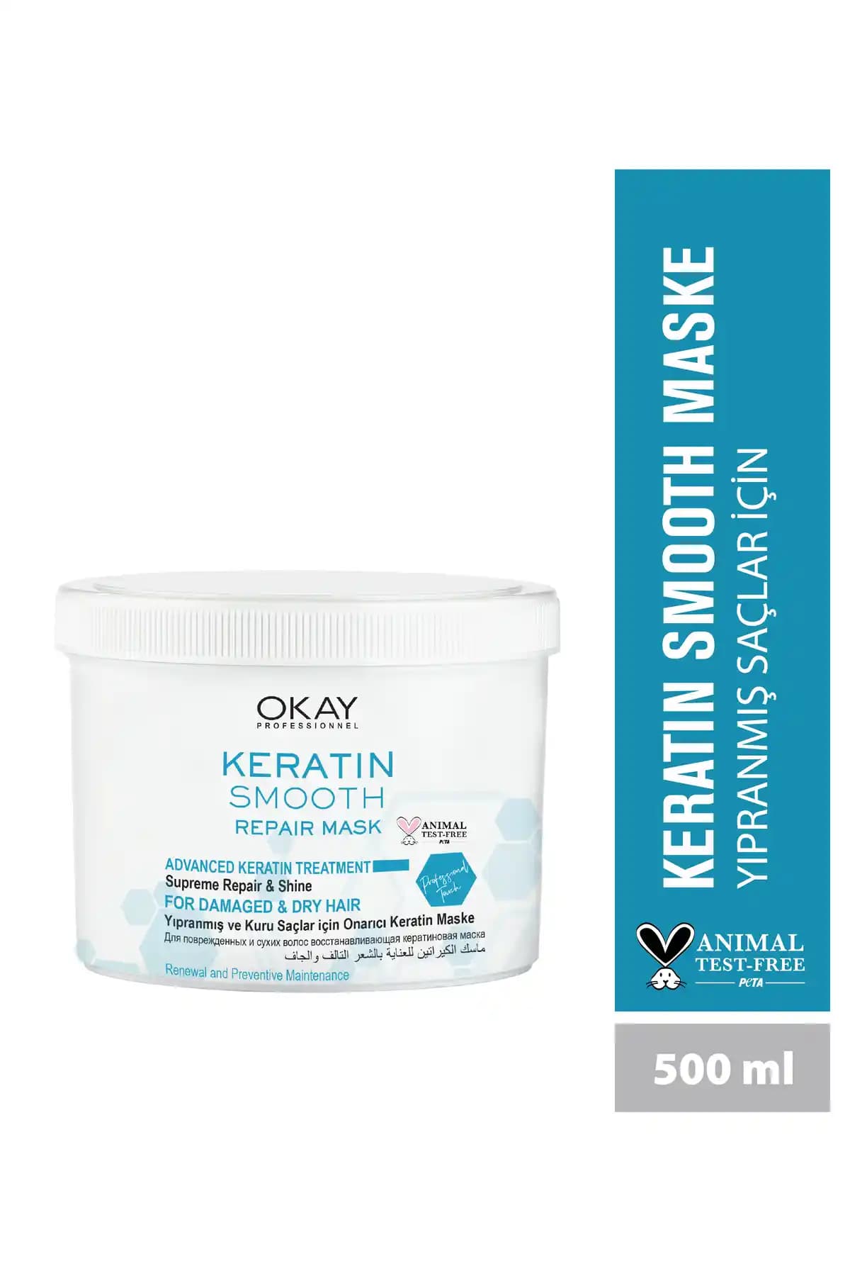 OKAYPROFESSIONNEL Keratın Smooth Onarıcı Maske: Saçlar İçin Güçlendirici ve Parlaklık Artırıcı Bakım Ürünü