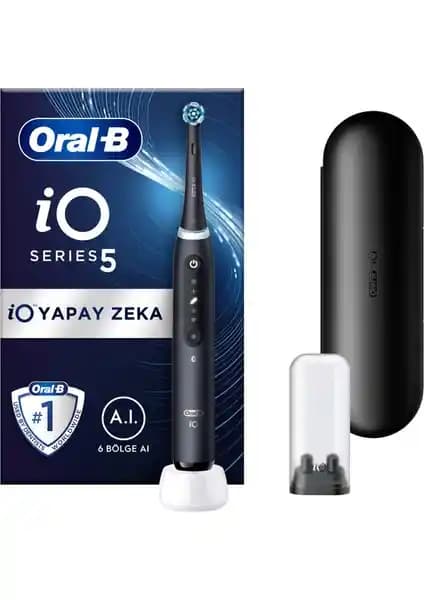 Oral-B iO 5 Şarjlı Diş Fırçası Mat Siyah Gelişmiş Temizlik ve Akıllı Özellikler