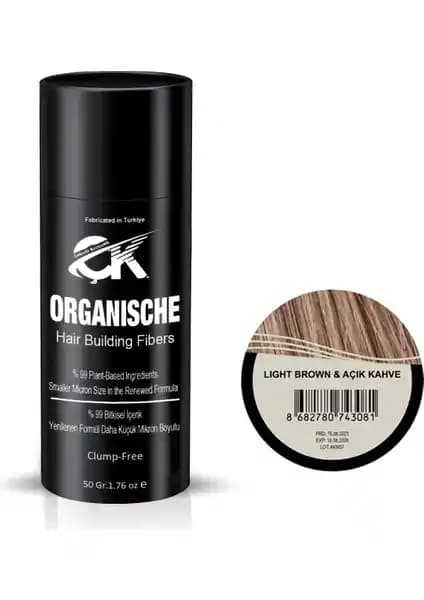 Organik Hair Building Fibers 50 gr Açık Kahve - Doğal ve Kalıcı Saç Dolgunlaştırıcı
