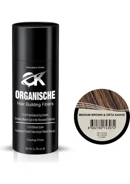 Organik Hair Building Fibers 50 gr Orta Kahve Saç Dolgunlaştırıcı Doğal Çözüm