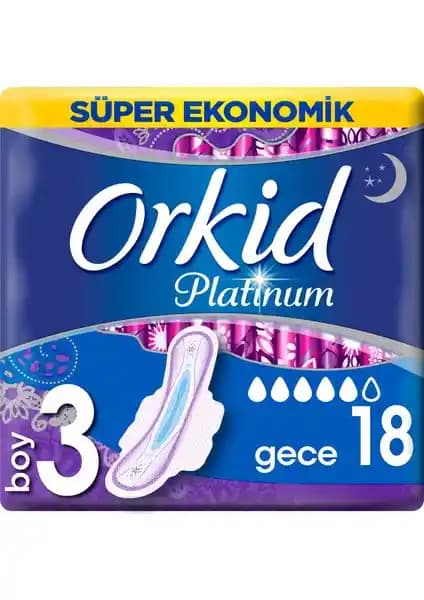 Orkid Platinum Gece Hijyenik Ped 18 Adet Paket Yüksek Emicilik ve Güvenlik Sağlar