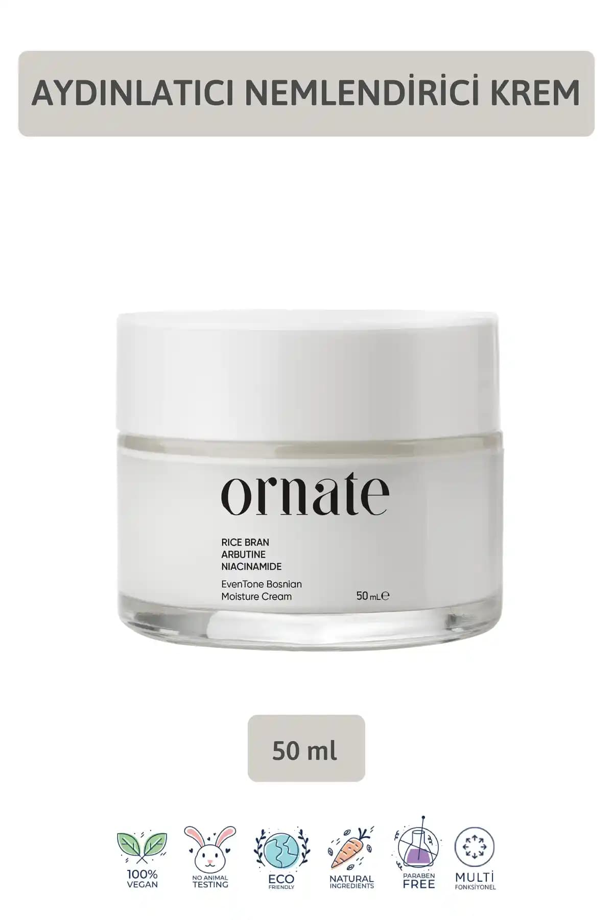 ORNATE Boşnak Beyazlatıcı Nemlendirici Leke Kremi ile Cilt Tonunu Eşitleyen ve Parlaklık Kazandıran Bakım Ürünü