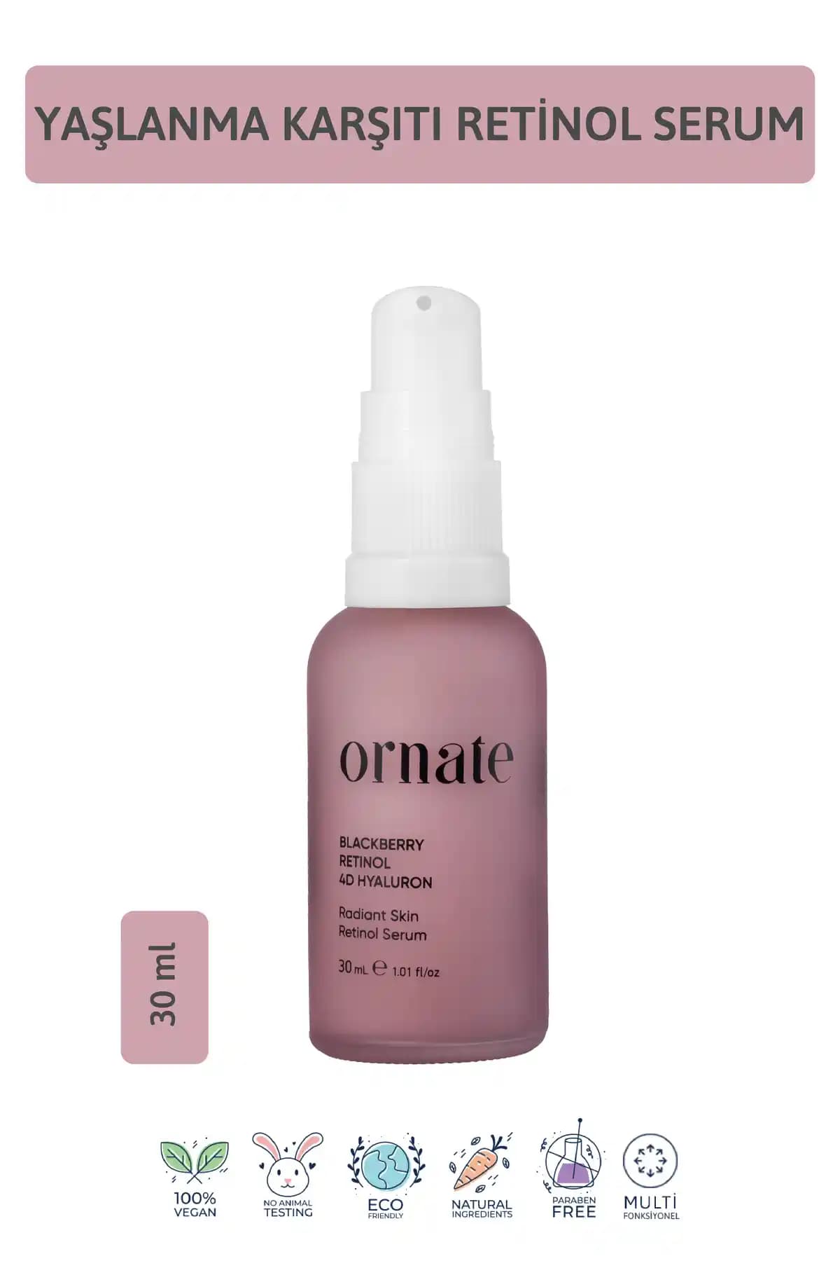 ORNATE Kırışıklık ve Yaşlanma Karşıtı Serum: Hyaluronik Asit ve Retinol İçeriğiyle Cilt Yenileme