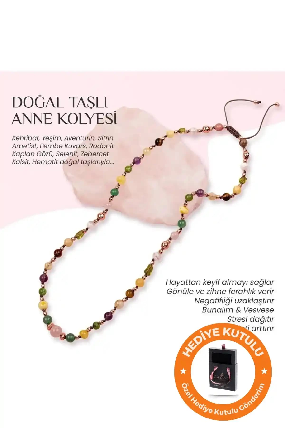 Osmanlı Doğal Taş Sertifikalı Anne İçin Özel Tasarım Şık Kolye