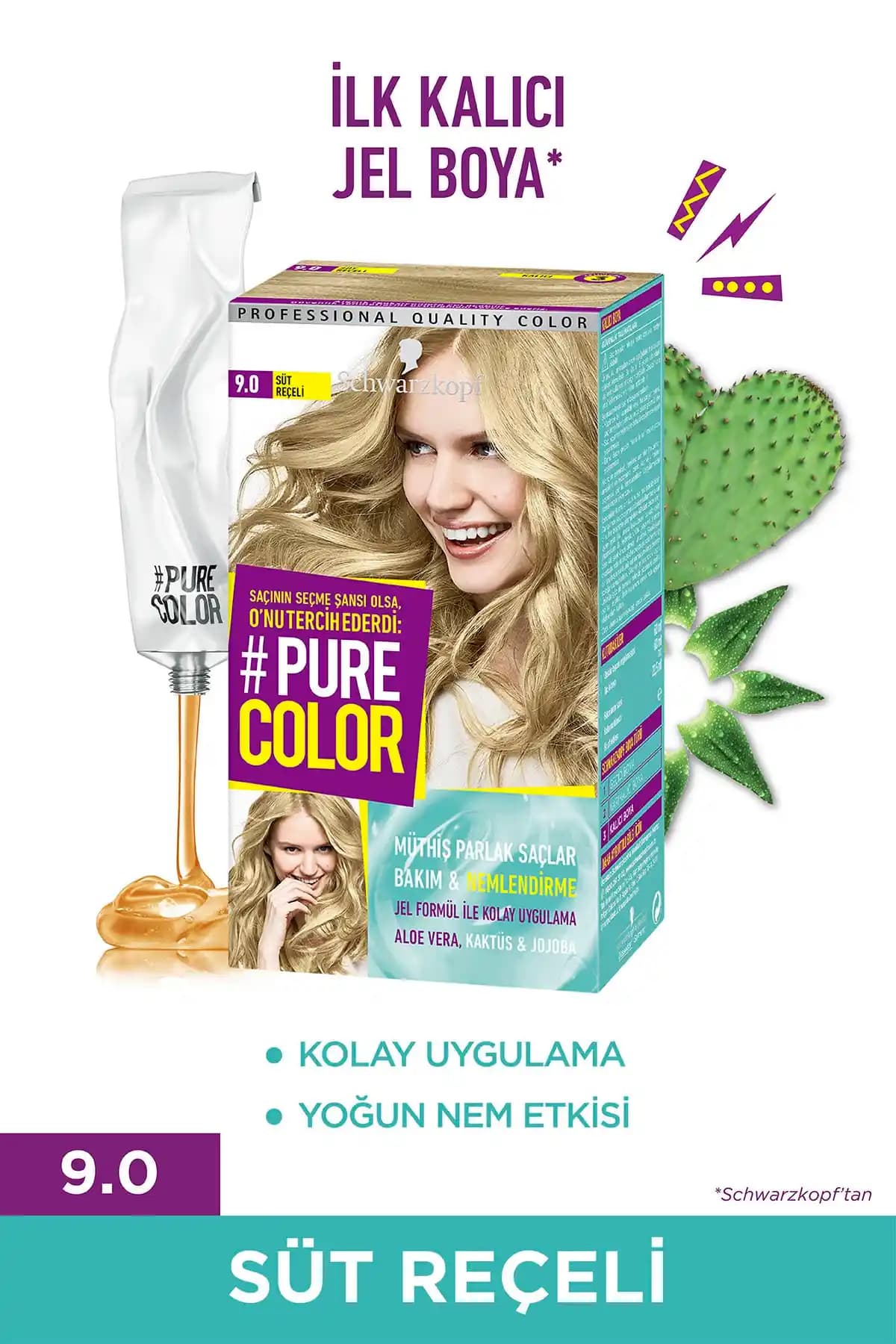 Pure Color 9-0 Süt Reçeli Saç Boyası Kalıcı ve Parlak Renk İçin Uygun Bir Seçenektir
