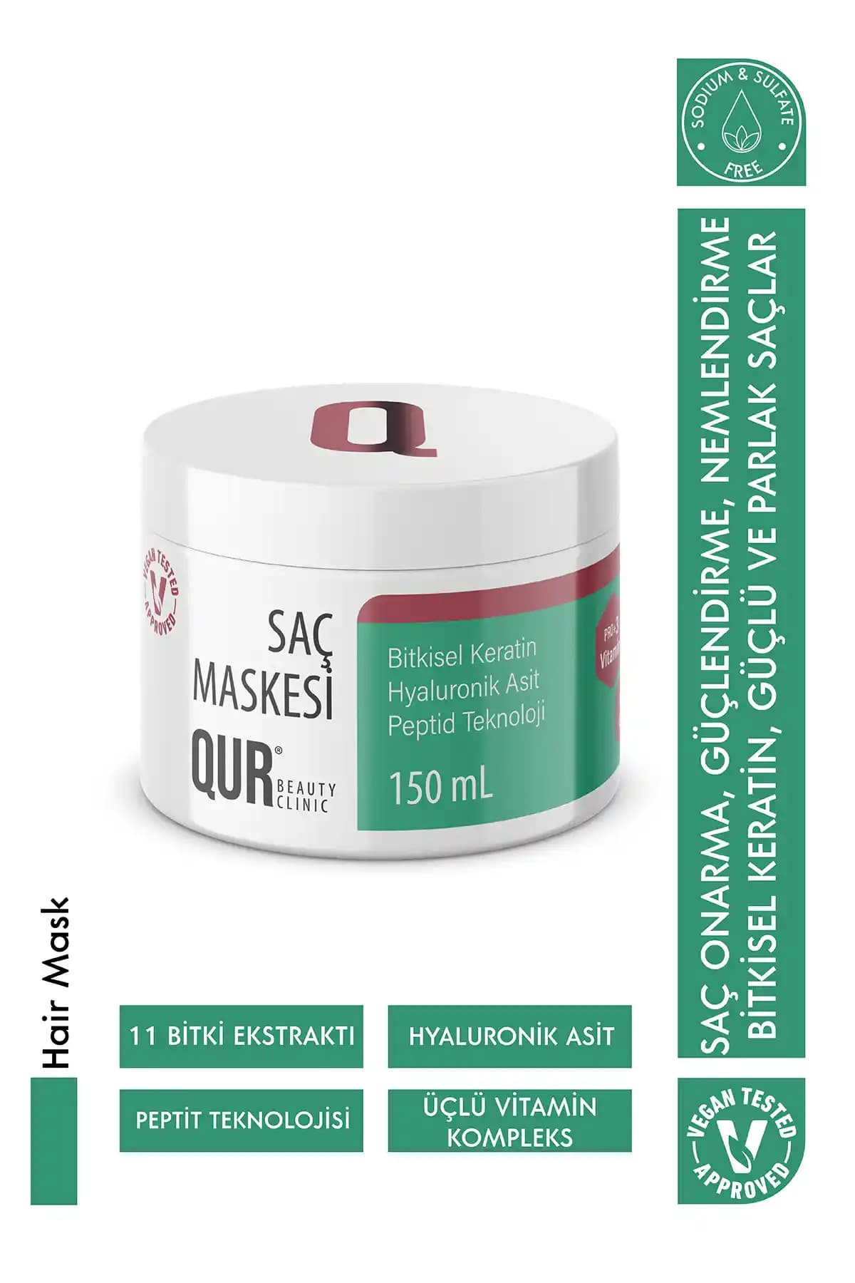 QUR Onarıcı Besleyici Parlaklık Veren Saç Maskesi: Sağlıklı ve Parlak Saçlar İçin Güçlendirici Çözüm