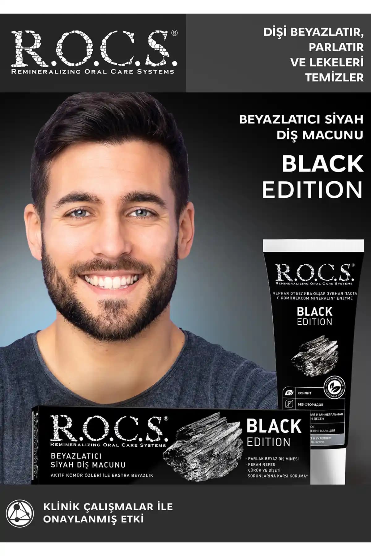 R.O.C.S. Black Edition Kömür Özleri ile Beyazlatıcı Diş Macunu: Doğal ve Güvenli Diş Beyazlatma Çözümü
