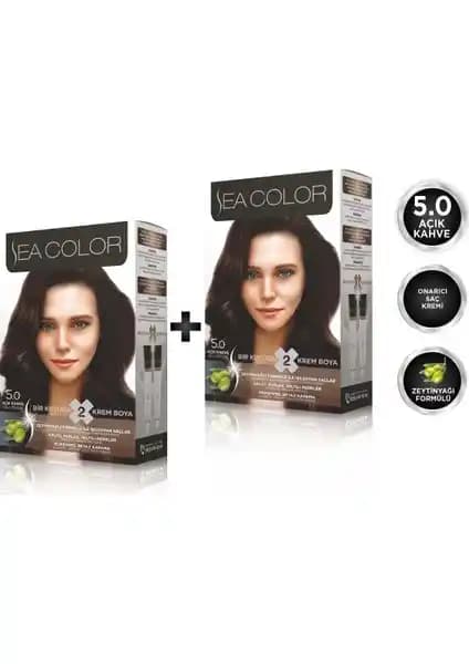 Sea Color 5.0 Açık Kahve 2'li Set Boya ile doğal ve kalıcı saç renkleri elde edin