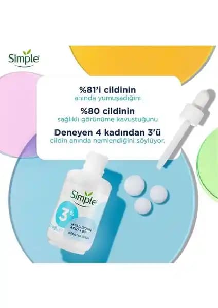 Simple Booster Serum %3 Hyaluronik Asit ve B5 Vitamini ile derinlemesine nemlendirme ve cilt sağlığı