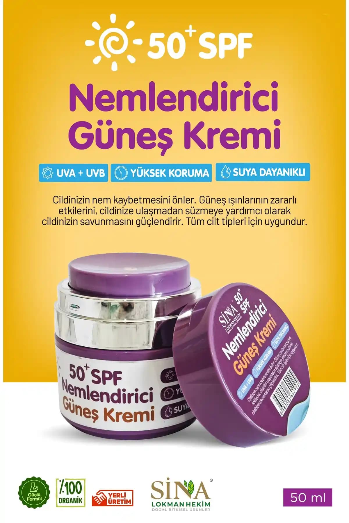 Sina Lokman Hekim Güneş Kremi SPF 50+ ile Güçlü Koruma ve Nemlendirme Sağlar
