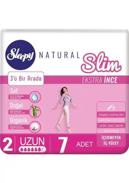 Sleepy Slim Uzun Kadın Pedi 7'li Paket Günlük Kullanım İçin Güvenli ve Konforlu