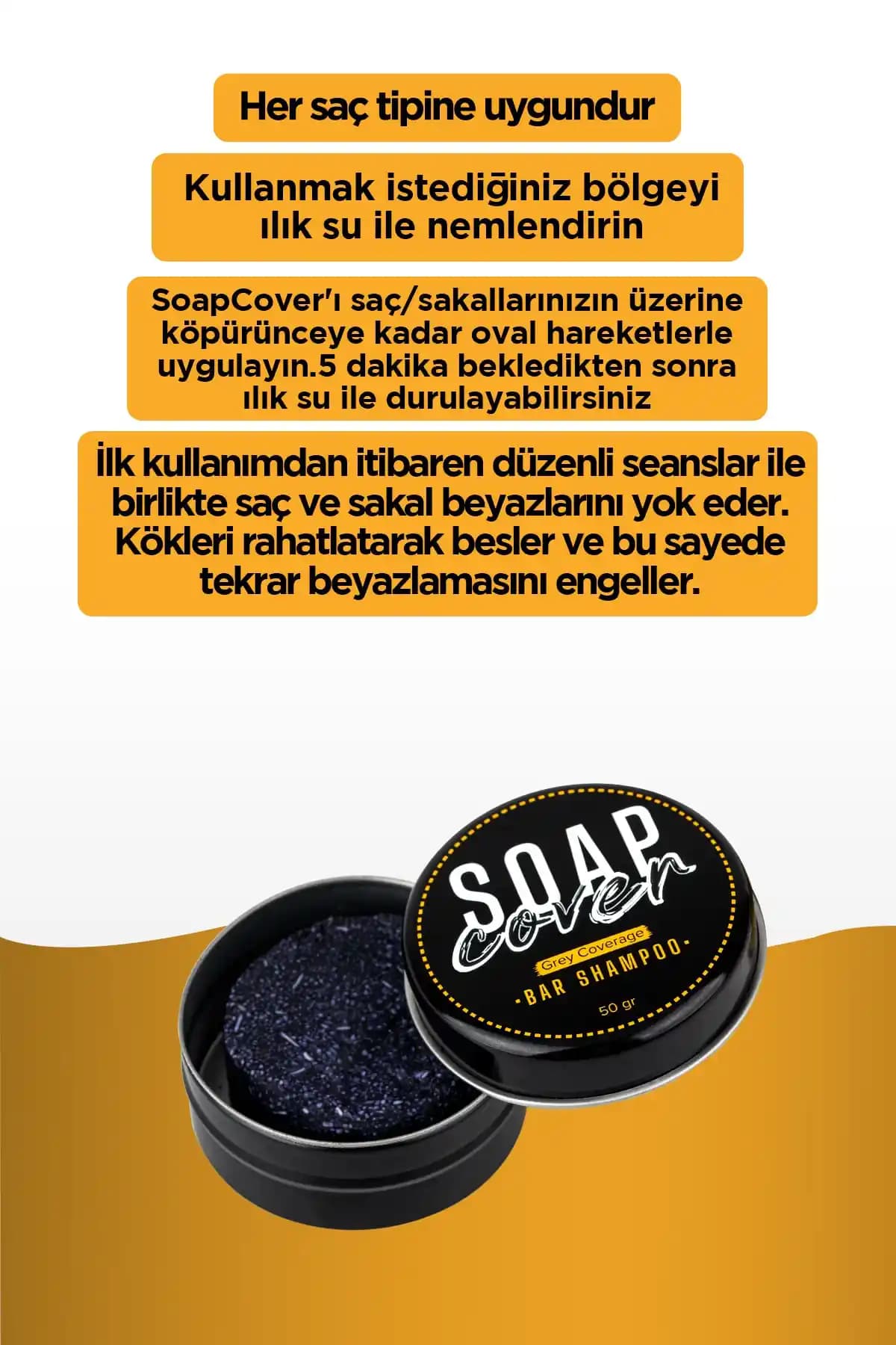 SoapCover Katı Şampuan ile Saç ve Sakalda Beyazlıkları Azaltan Doğal Çözüm