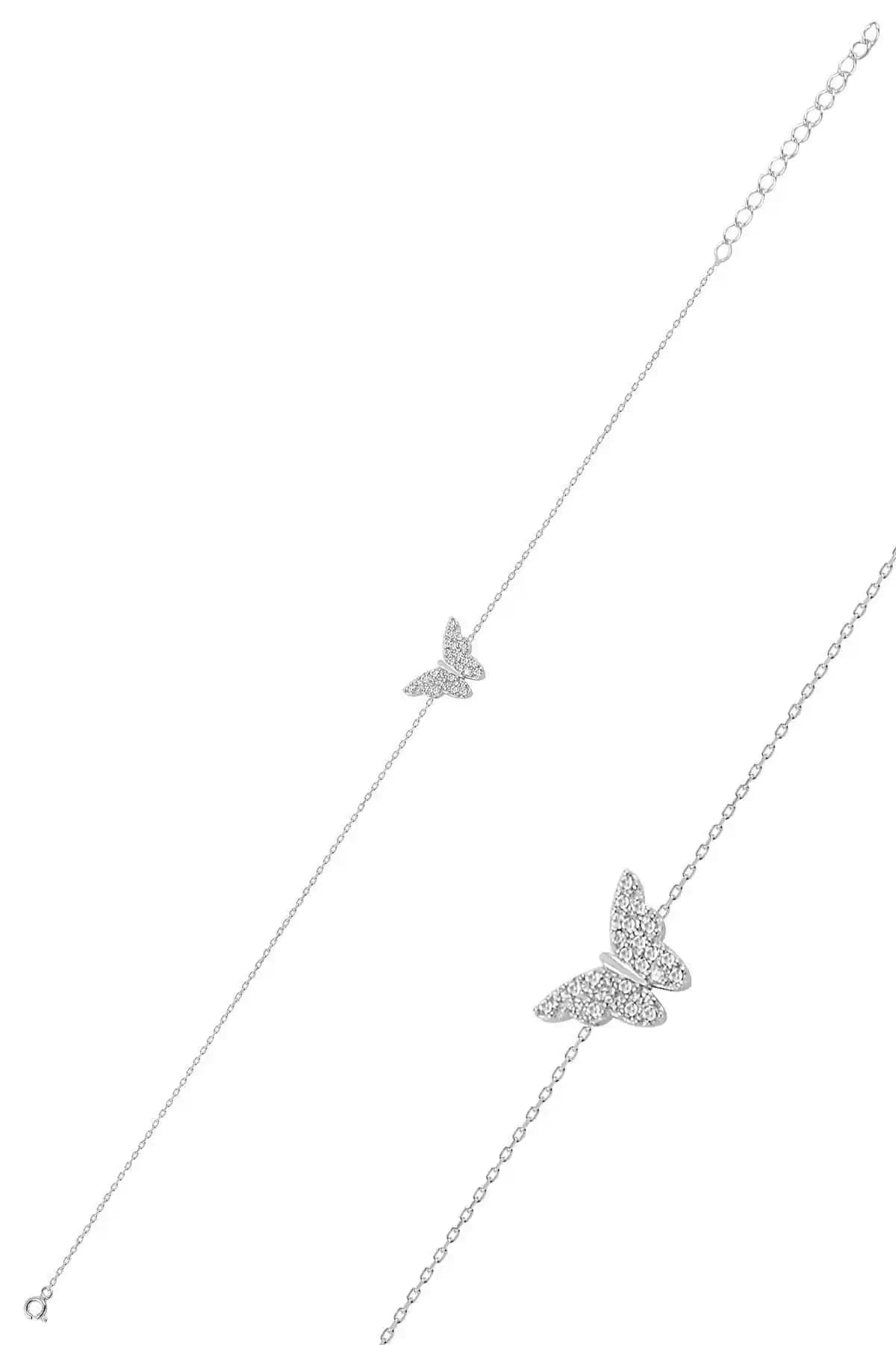 Söğütlü Silver Rodyum Kaplama Kelebek Gümüş Bileklik: Zarif ve Şık Tasarım